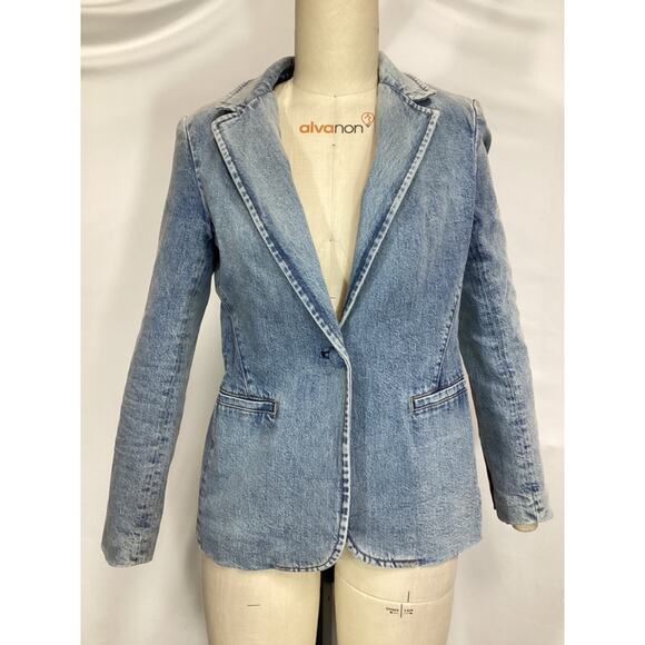 Alice + Olivia 'Macey' Fitted Blue Blazer Size 6 - Picture 2 of 4